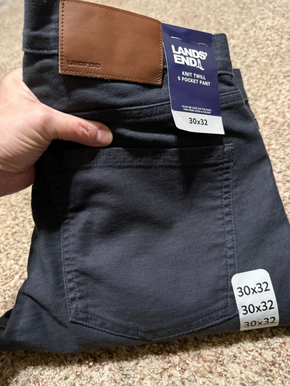 Lands' End Mens Knit Twill 5 Pocket Navy Pants 30x32 NWT